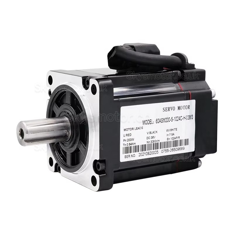 36V DC Servo Motor 200W 60ASM200-5-1024C 0.64N.m 7.5A 0.64N.m 3000 RPM with 1024 Lines Magnetic Encoder 60x60mm